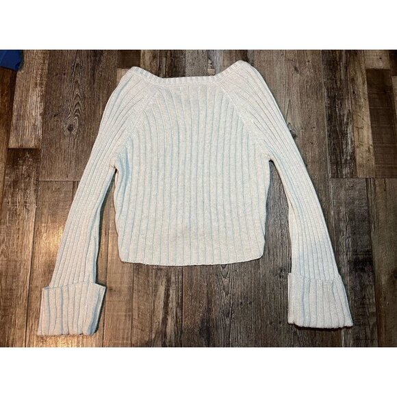 Frankies Bikinis Ashton Cotton Knit Sweater in Cream Size Medium - Picture 10 of 10